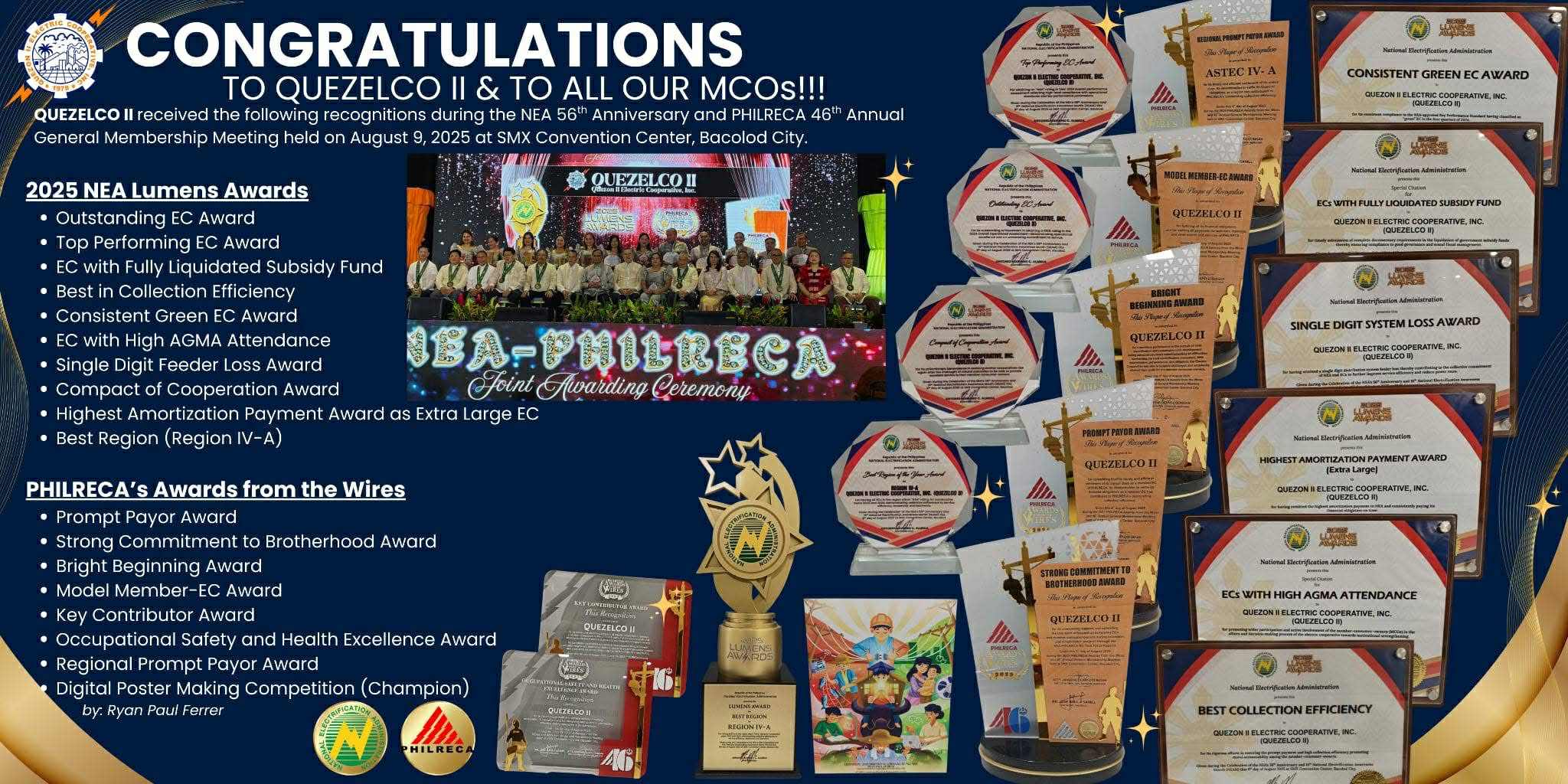 QUEZELCO II Shines Bright at NEA-PHILRECA Joint Awarding Ceremony 2025